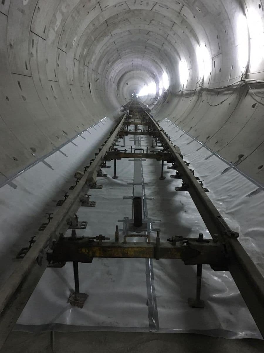 Ballastless track in an underground metro tunnel — Chennai Metro